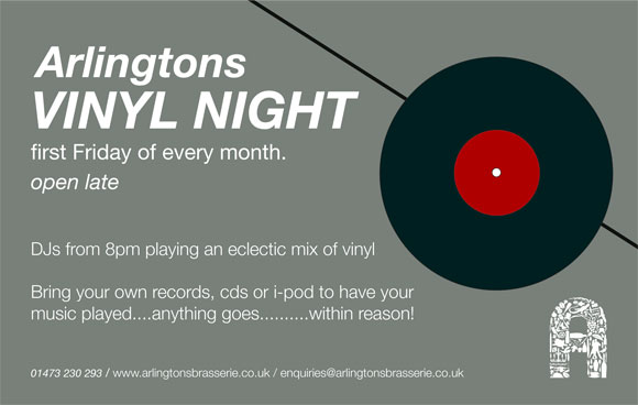 FREE: Vinyl Night @ Arlingtons, Ipswich, Sep 7 & first Friday of every month!