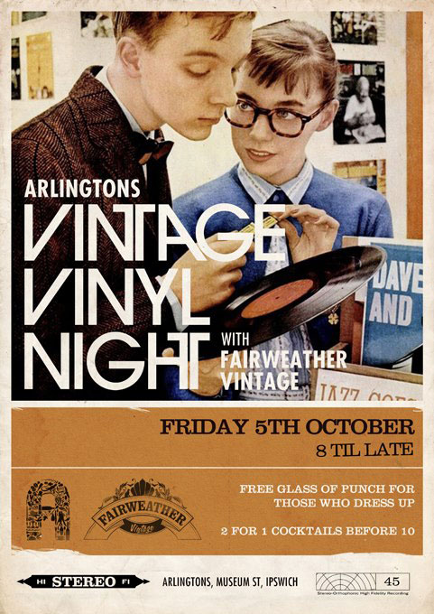 VINTAGE VINYL NIGHT @ Arlingtons, Ipswich, Oct 5!