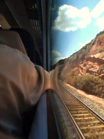 A still from a video from the train to Falmouth.