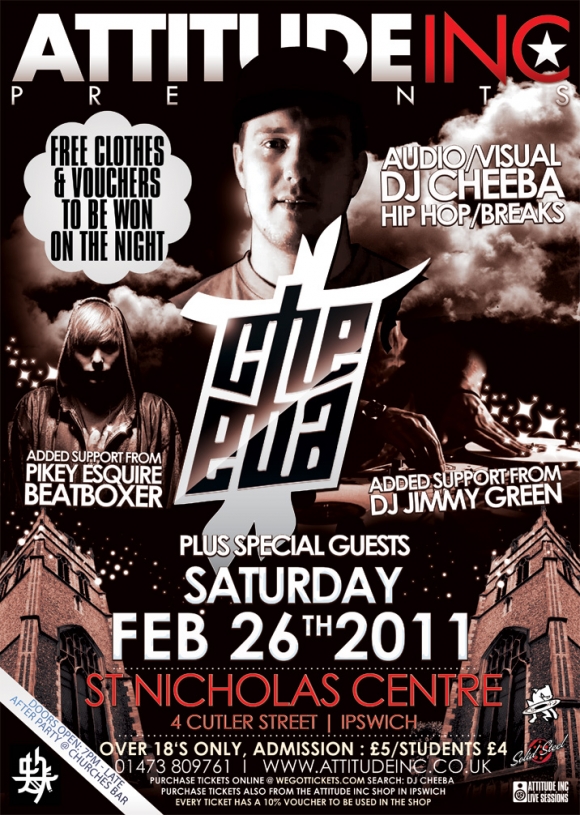 26TH FEBUARY, ATTITUDE PRESENTS DJ CHEEBA, PIKEY ESQUIRE, DJ JIMMY GREEN + SPECIAL GUESTS